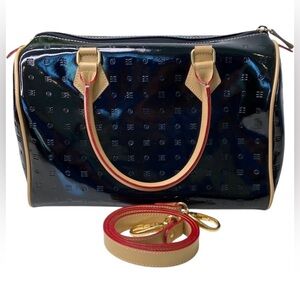 Arcadia - Black Patent Calfskin Leather Top Handle Bag and Crossbody, NWOT